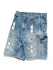 KAPITAL Non Hirata Hohiro Cotton Beading Denim Mens Shorts Loose Relaxed Short Pants Women Casual Jean 240403