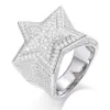 mens platinum plated vvs1 moissanite star shaped ring designer jewelry hip hop fashion rings