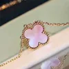 Designer 925 Sterling Silver Van Pink Guscio Clover Collana placcata con polvere naturale in oro 18K Lucky Erba a sospensione CATENA DI COLLAR