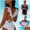 Tute da donna Rompers Beach Women Bodysuit Swimsuits Decor decorazioni Patchwork Cross Bandage senza pezzi un pezzo Summer Slim Hip Drop Dhrty