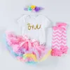 New Girls' Baby Suit Letter Short Sleeve Sweetheart Fluffy Skirt Socks Set Baby Suit