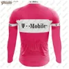 Cykeltröja sätter rosa retro triathlon cykling tröja set termisk fece tunt långa seve cykelkläder mtb cykelkläder vinterdräkt l48