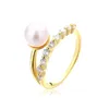 Cluster Rings RZ-18 ZFSILVER SILVER S925 Fashion Trendy High Quality Gold Zircon Round Freshwater Pearl For Women Wedding Charms Jewelry