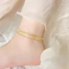 Chevillets en acier inoxydable Love Heart Shape Chevauche pour les femmes Design unique 2 couches chaîne charme bijoux de pied pas d'allergie