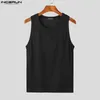 Men Tank Tops Tops Oneck Solid Oneck Workout Fitness Vests Summer STREEWATHEATH ROUS CASUAL ELETIMAIS S5XL Incerun 240415