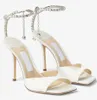 neue elegante Brauthochzeit Azia Sandals Schuhe Frauen Stiletto Heels Kreuzung Italien Marken Lady Gladiator Sandalias EU35-43 Originalbox