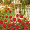 Decorative Flowers Realistic Red Roses Artificial Dark Fake Long Stem Silk Rose & Exquisite Flower