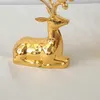 Candle Holders Plated Metal Luxury Reindeer Shape Stand 6-Arms Decorative Stick Zinc Alloy