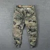 Erkek pantolon kamuflaj düzenli uygun yürüyüş erkek kargo pantolon Camo Kış Koreli açık büyük boy pantolonlar 240401