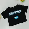 Kvinnors T-skjortor Y2K Summer 2024 Street Letter Argentina Tshirt Kvinnor Crop Top Casual Sport Tee Clothes Sweat Sover Soft T-shirt Kvinna