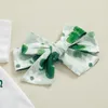 Clothing Sets Pudcoco Baby Girl Ireland Festival Outfits Letter Shortsleeve Romper Shamrock Flower Flare Pants Headband 3Pcs Clothes Set