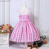 Girl's Dresses Girls Summer New Cosplay Plaid Party Princess Dress Y240415