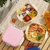 Take Out Containers Portable Lunch 3 Grid Square Bento Food Storage With Fork And Spoon Camping Accessories For Work School
