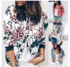 Vestes pour femmes wyblz veste à glissière à imprimé floral Femme printemps été décontracté à manches longues Loose Bomber O o cou tops de mode