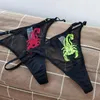 Techome 5pcs Women European and American Mesh Thongs Sexy Strap Scorpion Panty T Pants Perspective Hollow Out High Cut 240401