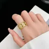 Designer Van Kaleidoscope Ring Womens Wide Diamond High Version 18k Rose Gold Colorless Personalized Live Broadcast NI1Z