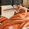 Blankets MIDSUM Solid Color Throw Double Sided Suede Quilt Fluffy Winter Warm Nap Thick Stripe Blanket Nordic Style Home Textile