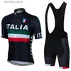 Cykeltröja sätter 2024 Italia Cycling Jersey 3 fickor Pro Road Bike Maillot Jersey Shorts Set Men UAE Team Ropa Ciclismo Bicycl T-shirt Kläder L48