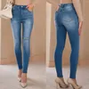Jeans femminile strappato pantaloni in denim angosciata fidanzata ad alta vita elastico streetwear slim