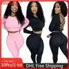 Women's Two Piece Pants 10pcs Bulk Items Wholesale Sexy Pant Sets For Women 2 Pieces Tight Fitting Backless Lace Up Long Sleeve Top And Suit