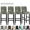 Chair Covers Printed Bar Elastic Spandex Cover Short Back Dining For Kitchen Home Furniture Protector