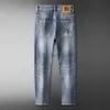 Heren jeans ontwerper lichte luxe luxe kwaliteit lente/zomer heren jeans slank fit high -end elastische veelzijdige blauwe rechte been broek alle seizoenen ff6525