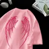Heren t-shirts Angel Wings Gedrukte T-shirt Y2K Letter met korte mouwen Gedrukte T-shirt 2024 Zomer Nieuwe Street Style T-shirt Grote unisex T-shirt YQ240415