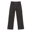 Dżinsowe dżinsowe spodnie ładunkowe szeroką nogę w obrotowym chłopaku z kieszeniami cienki dres dresowy dla kobiet 2024
