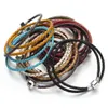 Other Bracelets 12 Colors Double layer Braided Leather Bracelet Fit Original Charm Bracelets Making Pulseras Christmas Gift For Women WholesaleL240415