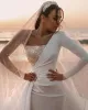 2024 Mermaid Wedding Dresses One-Shoulder Long Sleeve Lace Satin Bridal Gowns Custom Made Lace-up Back Detachable Train Wedding Dress