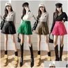 Shorts pour femmes mode pu en cuir fomes de bureau laides faux costume avec ceinture pantalon décontracté à jambe large lâche