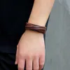 Other Bracelets Kirykle Male Cow Leather Bracelets Biker Jewelry Mens Bracelet Retro Wristband Bangles Man Jewelry Alloy Buckle AdjustableL240415