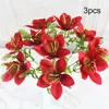 Decorative Flowers 3pcs Cloth Cattleya Butterfly Artificial Flower Bouquet Home Decoration Real Touch Orchid Fake For Wedding Decorations