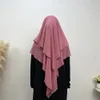 Hijabs duas camadas de longa Khimar mulheres muçulmanas escalas na cabeça do niqab dubai roupas islâmicas turcas ramadan eid cocar 240402