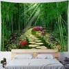 Tapestries Customizable Natural Landscape Tapestry Green Bamboo Forest Home Wall Hanging Aesthetics Room Art Yoga Sheet