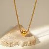Ins Style minimaliste Gold Ball Pendant Collier Boîte de boîte Pull-out Collier en acier inoxydable en or 18k pour femmes bijoux personnalisés