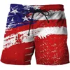 Мужские шорты мода Американский флаг 3D -печать мужчины женские уличные повседневные негабаритные короткие брюки лето крутой мужские плавание спортивное пляж