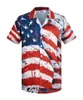 Camisas casuais masculinas bandeira americana 3d impressa para homens roupas roupas havaí praia de manga curta tops de lapela respirável seco rápido