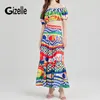 Abiti da lavoro Gizelle Designer Runway Fashion Sexy Off spalla Short Short Top Vintage Skirt Long Skirt Two pezzi Set Women 2024 Summer Zevity