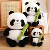 Peluş Bebekler 25cm Kawaii Panda ile Bambu Yumuşak En popüler Uluslararası Bebek Doğum Günü ve Noel Hediyesi Y240415