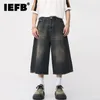 IEFB, estilo coreano Vintage Mens Summer Summer Loose Male Warge Knee Knee Shorts 2023 Moda Lavada Denim Trousper 9A8825 240402