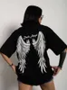T-shirt féminin Blesyuki Gothic Print Cotton T-shirts Femmes Summer Casual Vintage O-Neck Plus Taille Coupages Corècations Corée Streetwear Y2K TOPSL2403