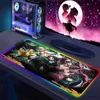 Muisblokken Pols Rests Anime Mouse Pad Kimetsu No Yaiba Mat Desk RGB Tapijt Gaming Matten LED Gamer Toetsenbord Bijlage Kast Demon Slayer PC Accessoires