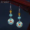 Серьги с серьгами mywiny медные украшения Cloisonne цветы винтажные непальские тибетские серебряные женщины китайский ветер