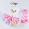 New Girls 'Baby Suit Letter Kort ärm Sweetheart Fluffy kjolstrumpor Set Baby Suit