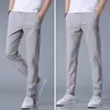 Pantaloni da uomo chic uomini estate di colore solido abito a metà vita traspirante vestito di pantaloni in forma slim