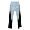 Kvinnors byxor capris kvinnor s twotyle colorblock arbete denim blyertsbyxa hög midja casual smala jeans byxor kvinnliga mode 2023 en dhgif