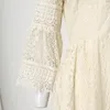 V الرقبة Hollow Lace Dress Women Solid Short Summer Dresses White Dresses Flare Disual For Seledant 240415