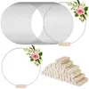 Decorative Flowers 25 Sets Metal Floral Hoop Wreath Ring Decor With Wooden Card Holders For DIY Wall Hanging Craft