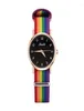 Wristwatches Luxury Women Quartz Watches Ladies Rainbow Color Fabric Belt Wristwatch For Stylish Waterproof Bracelet Watch Reloj M7450544